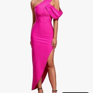 Elegant Pink One-Shoulder Dress